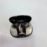black and white wireless earbuds