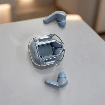 earbuds with transparent charging case